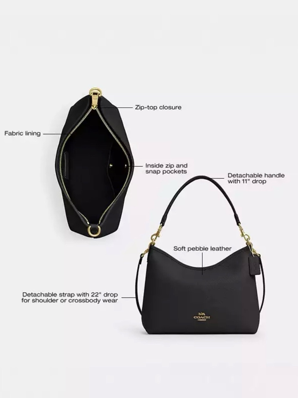 Coach Brown Signature Small Crossbody with Black Strap - Picture 7 of 8